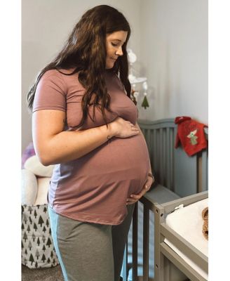 Mauve Layered Wrap Front Maternity Nursing Top