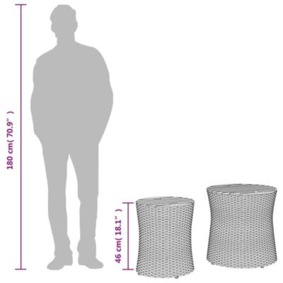 Garden Side Table Black and brown