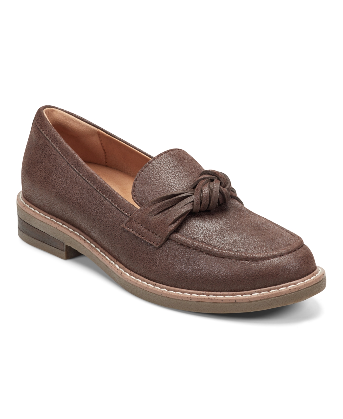 earth® Jayde Leather Knotted Loafers Dark Brown Leather 8.5 Size - Womens Casual Shoes