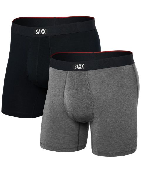 Трусы-боксеры Multi-Sport для мужчин, сетка, 2 шт. — SAXX, цвет: Чёрный / Серый меланжевый