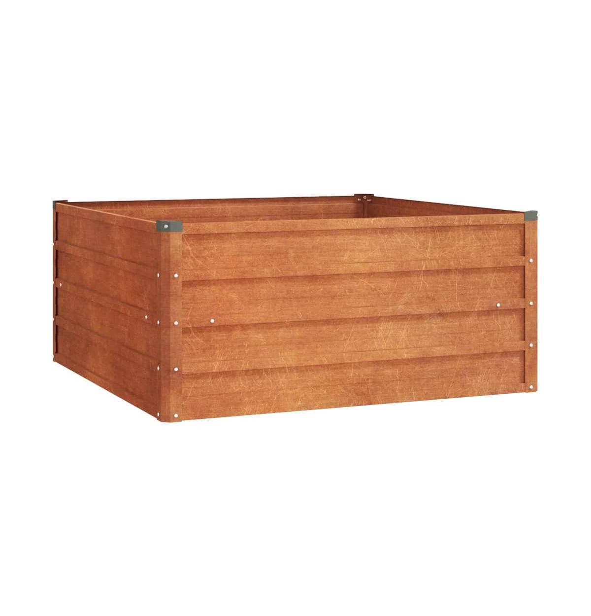 Garden Raised Bed Rusty 39.4"x39.4"x17.7" Corten Steel - Brown