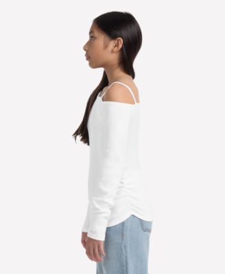 Girls Asymmetrical Ruched Long Sleeve T-Shirt