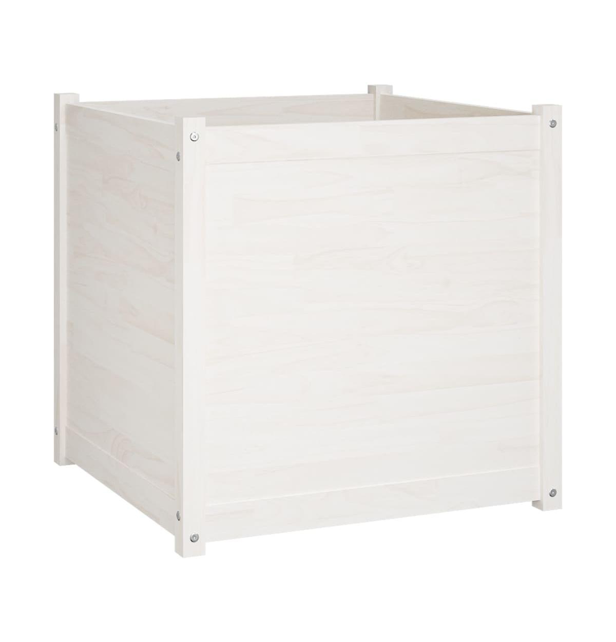 Garden Planter White 27.6&#x22;x27.6&#x22;x27.6&#x22; Solid Wood Pine - White