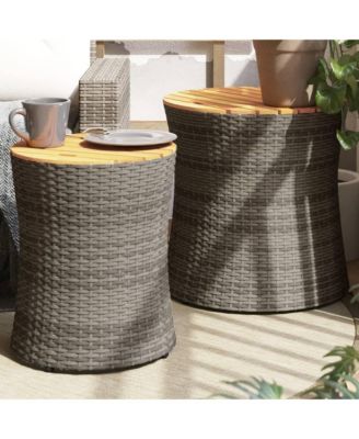 Garden Side Table Grey and brown PE rattan Large and Small