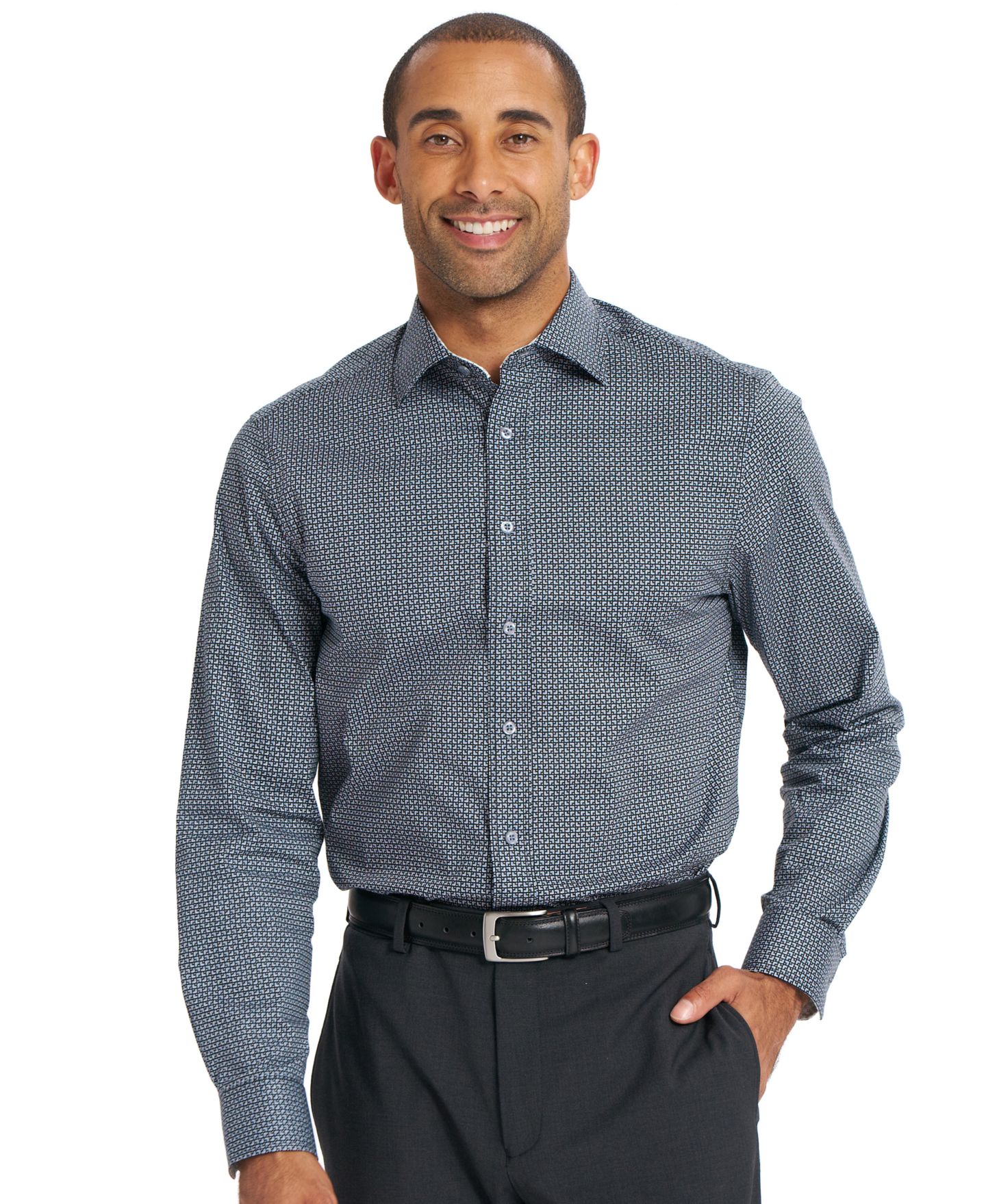 Мужская рубашка Nick Graham Corner Square Dress Shirt, цвет: Чёрный — фото 2