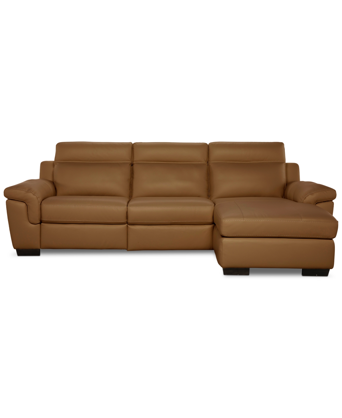 Macy's Julius Ii 3-pc. Leather Chaise Sectional With 2 Power Recliners,  Exclusive In Brown