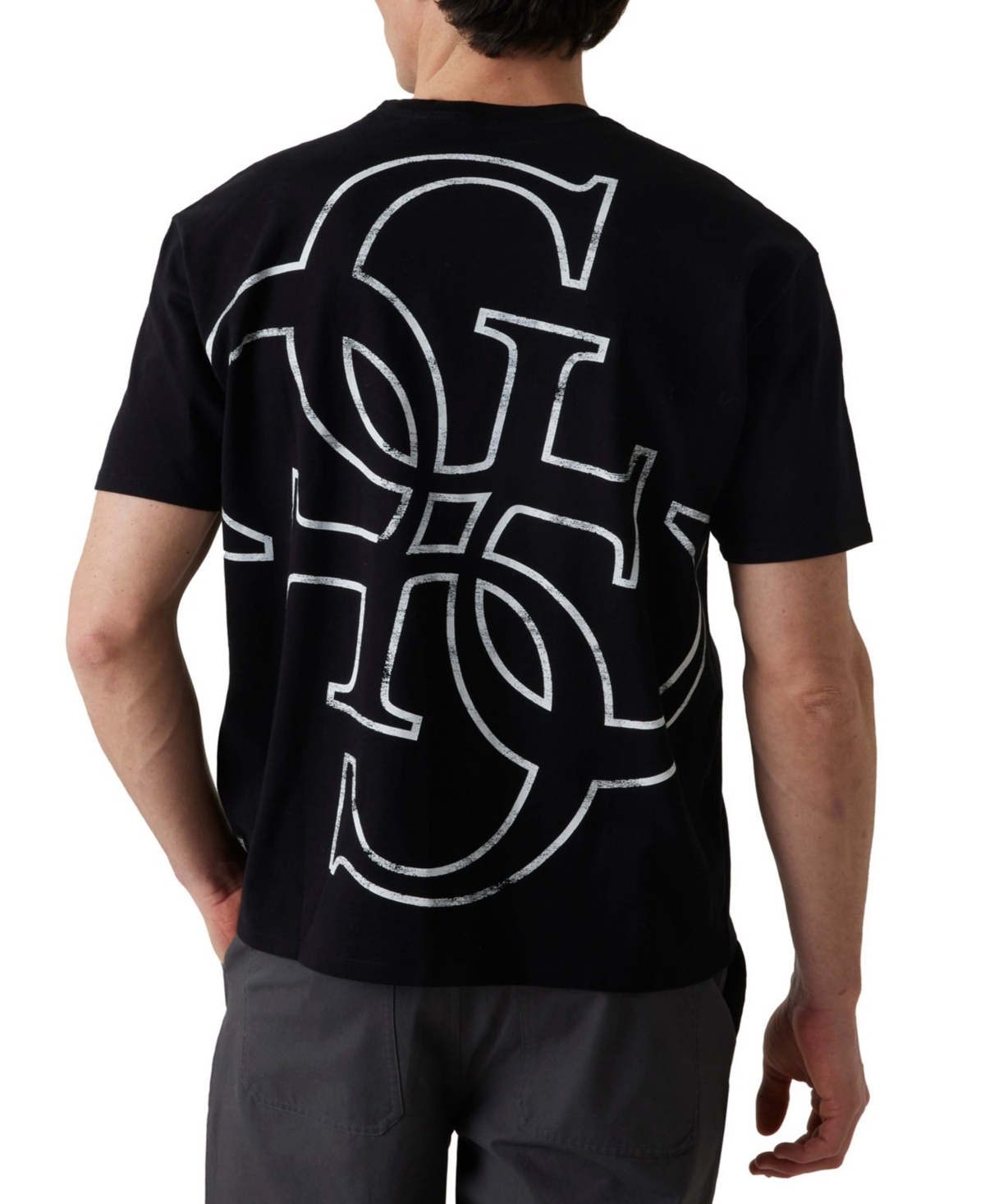 Guess Men's Distressed Quattro G Relaxed-fit Graphic T-shirt In Black