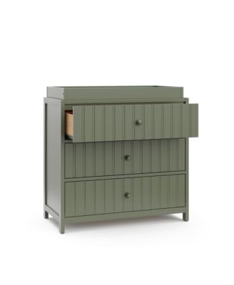 Teddi 3 Drawer Chest with Changing Table Topper (Olive)