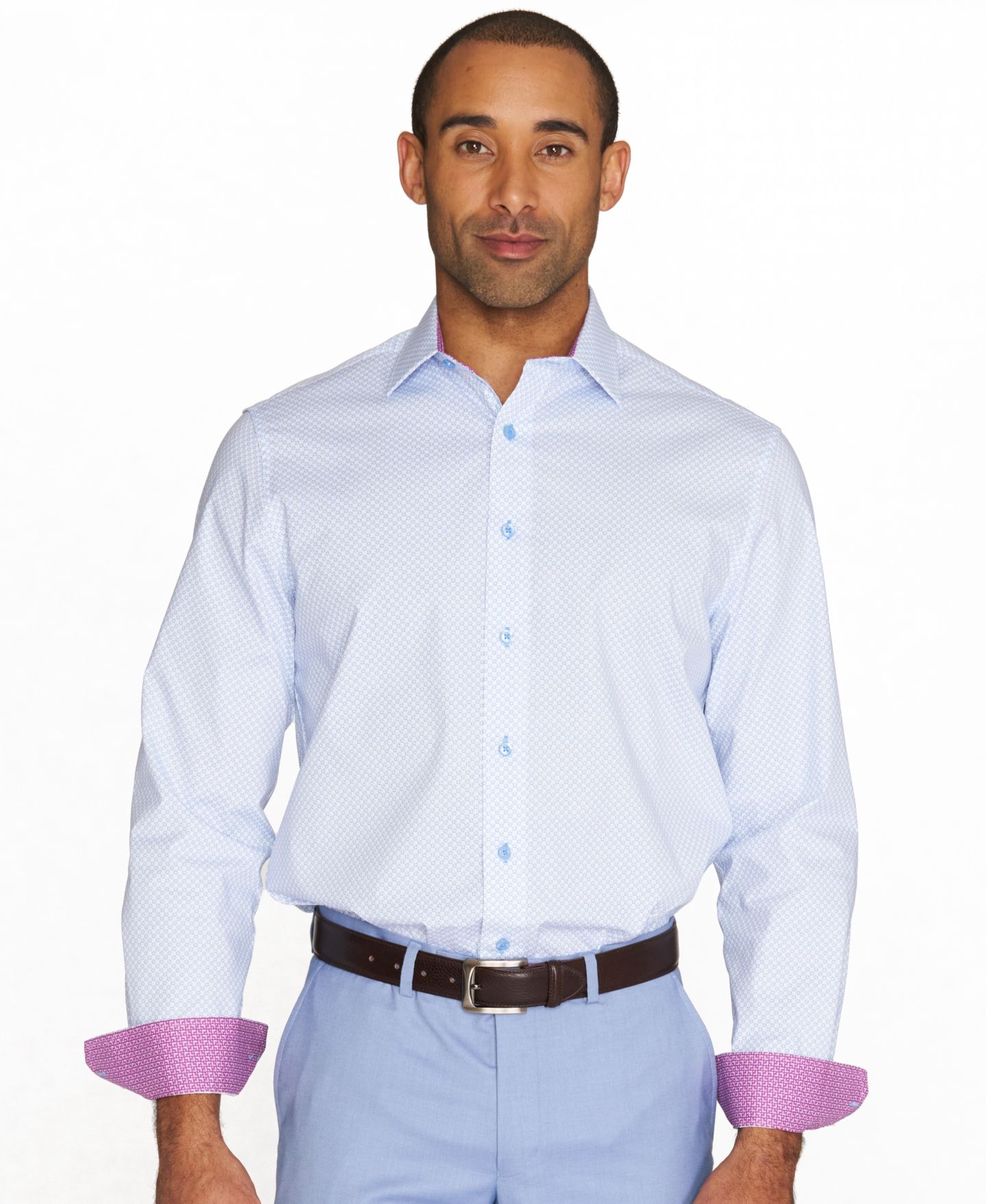 Мужская рубашка Nick Graham Four-Leaf Clover Dress Shirt, цвет: Синий — фото 5