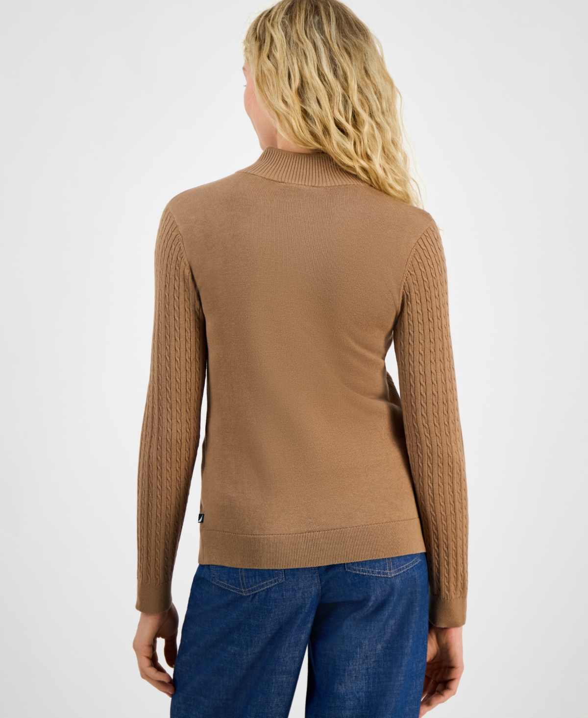 Nautica Jeans Women's Cotton Mock-neck Sweater, Online Only In Brown