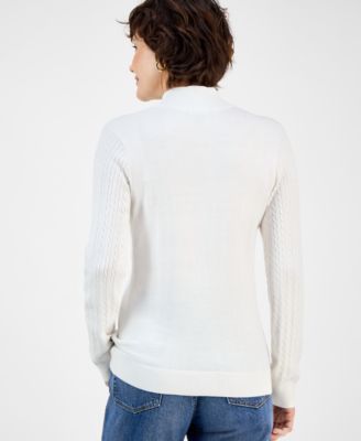 Women's Cotton Mock-Neck Sweater, Online Only