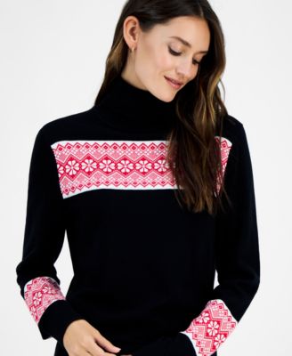 Women's Cotton Fair Isle Turtleneck Sweater