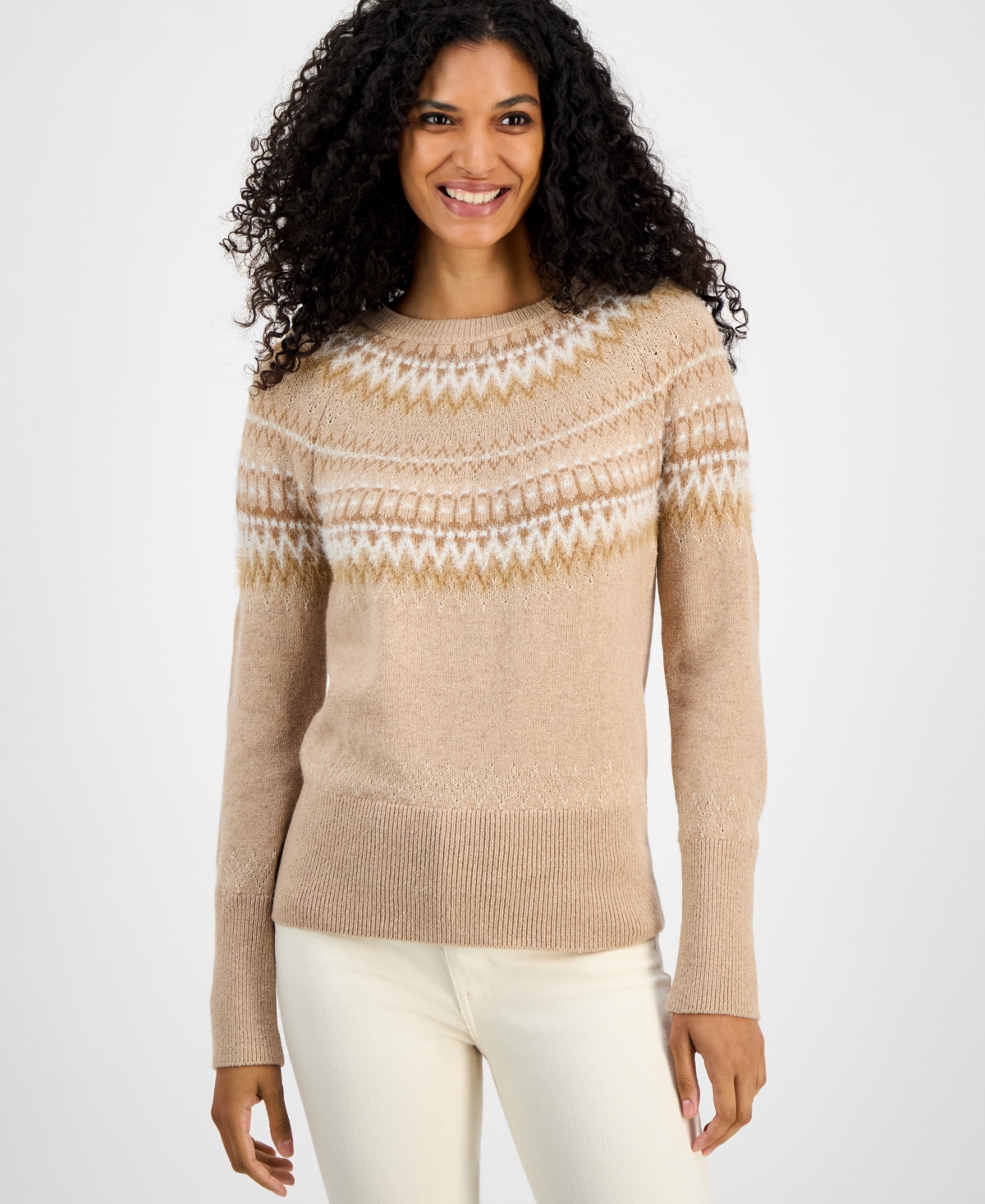Tommy Hilfiger Women's Round-neck Long-sleeve Fair Isle Sweater In Multi