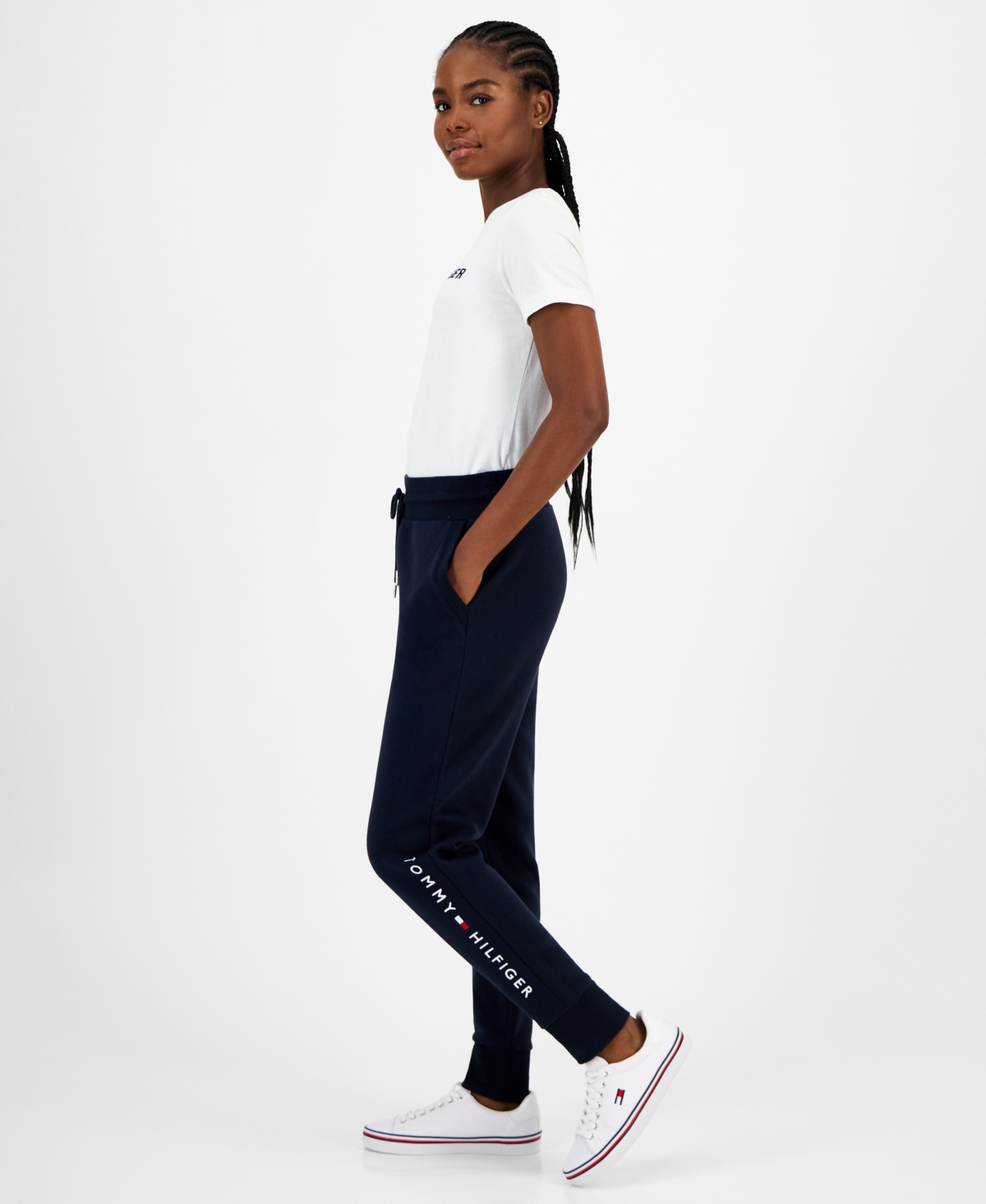 Tommy Hilfiger Women's Solid Logo Joggers In Blue