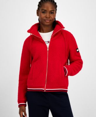 Tommy Hilfiger - Women's Faux-Sherpa Contrast-Rib Bomber Jacket