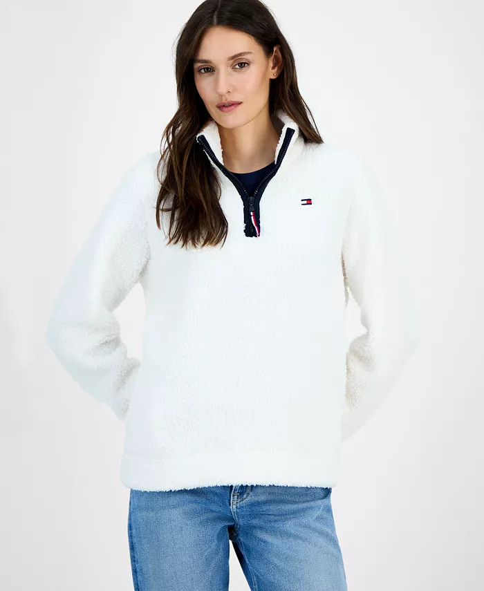 Women's Quarter-Zip Faux-Sherpa Jacket