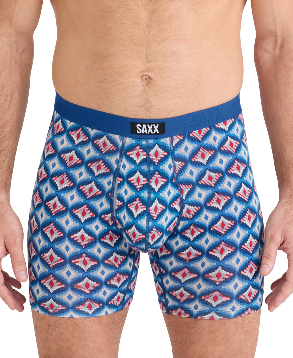 Saxx Men's Vibe Xtra Slim-fit Printed Boxer Briefs In Blue
