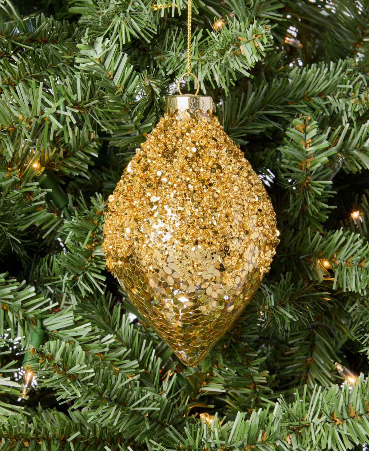 Holiday Lane Berry Tones Gold Glass Drop Ornament, Macy's Exclusive In Transparent