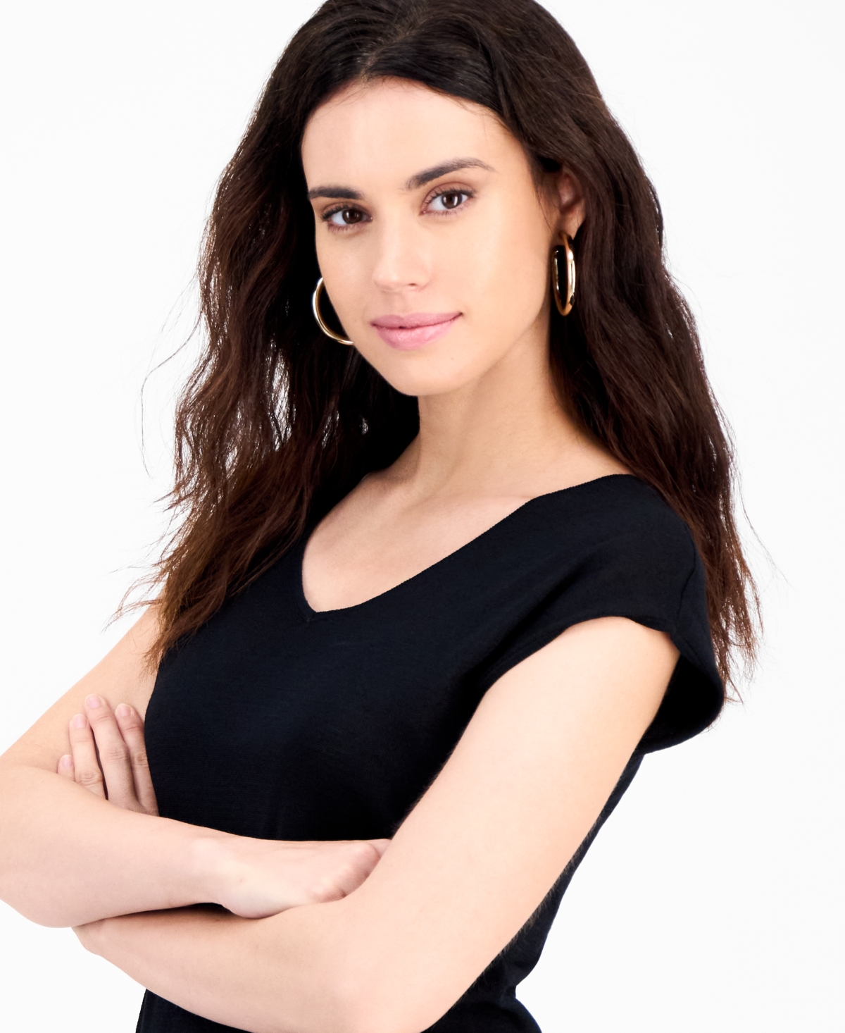 I.n.c. International Concepts Petite Double-v-Neck Cap-Sleeve Top, Macy's Exclusive