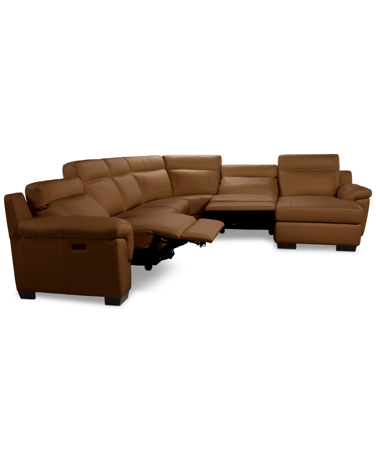Macy's Julius Ii 6-pc. Leather Chaise Sectional With 2 Power Recliners,  Exclusive In Brown