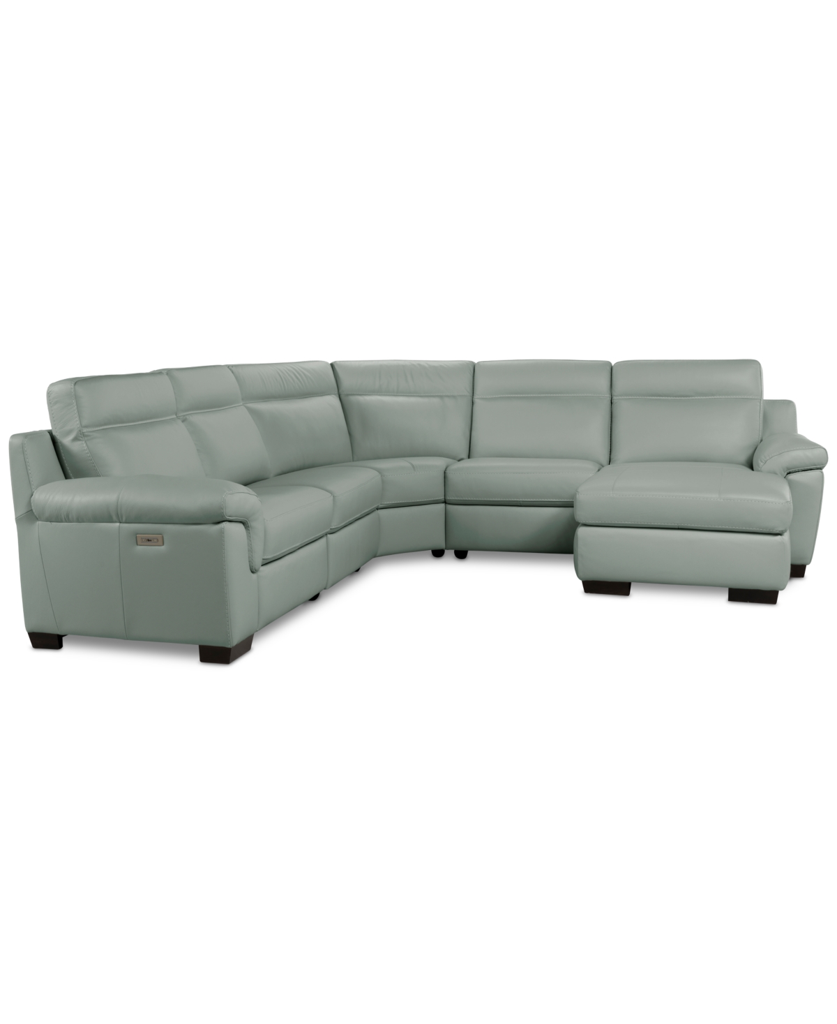 Macy's Julius Ii 5-pc. Leather Chaise Sectional With 1 Power Recliner,  Exclusive In Gray