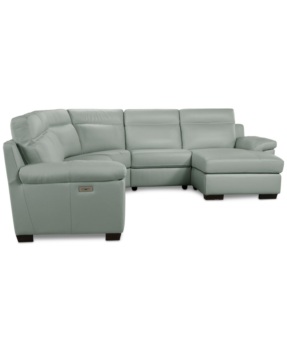 Macy's Julius Ii 5-pc. Leather Chaise Sectional With 2 Power Recliners,  Exclusive In Gray