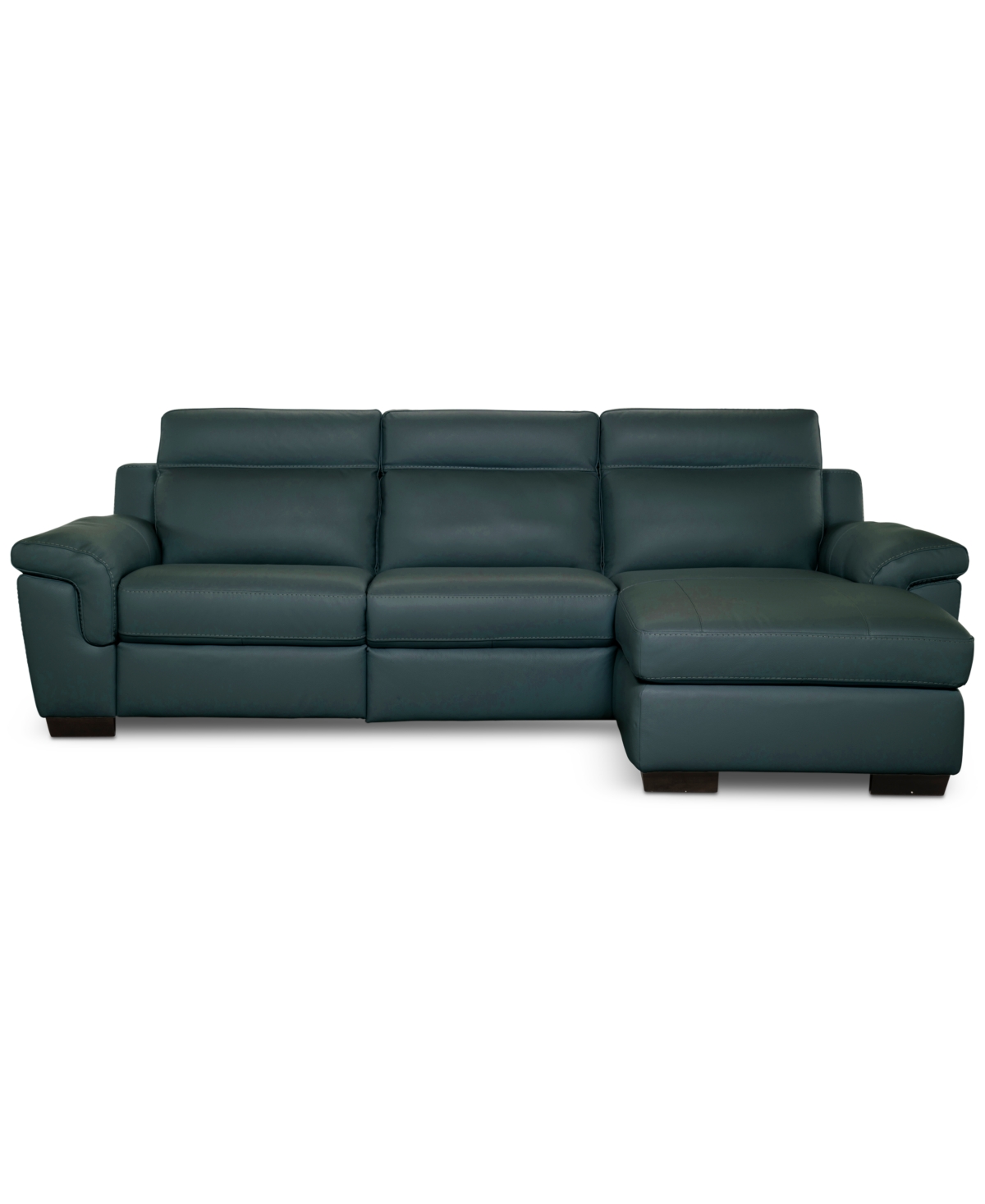 Macy's Julius Ii 3-pc. Leather Chaise Sectional With 2 Power Recliners,  Exclusive In Blue
