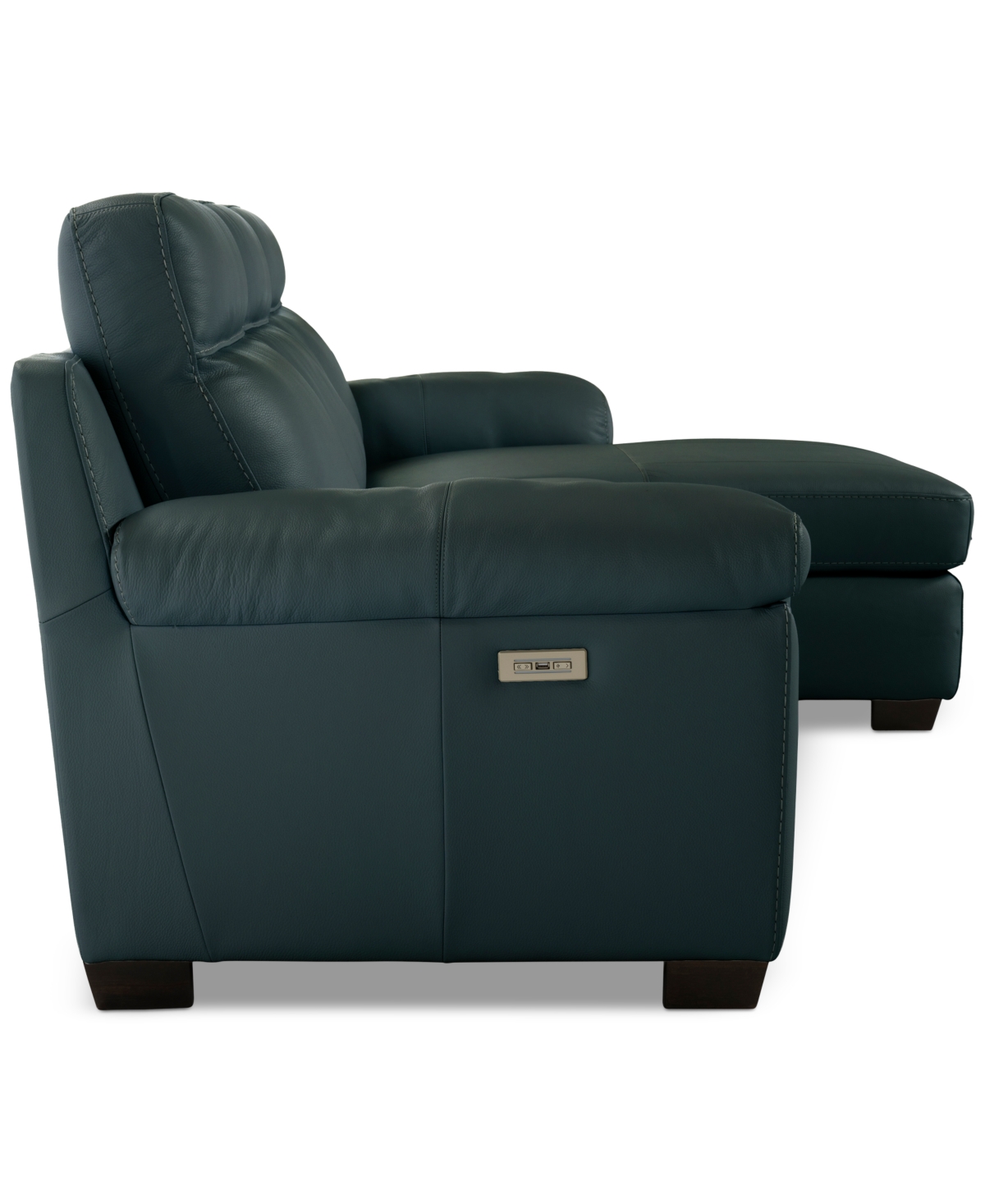 Macy's Julius Ii 3-pc. Leather Chaise Sectional With 2 Power Recliners,  Exclusive In Blue