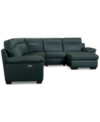 Julius II 5-Pc. Leather Chaise Sectional with 2 Power Recliners, Macy's Exclusive