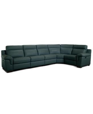 Julius II 5-Pc. Leather L Sectional with 2 Power Recliners