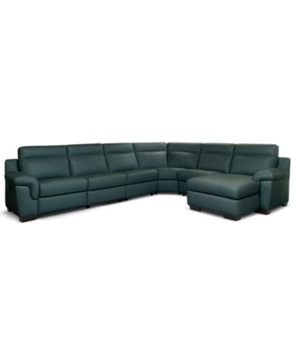 Julius II 6-Pc. Leather Chaise Sectional with 1 Power Recliner, Macy's Exclusive