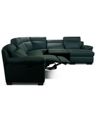 Julius II 6-Pc. Leather Chaise Sectional with 2 Power Recliners, Macy's Exclusive