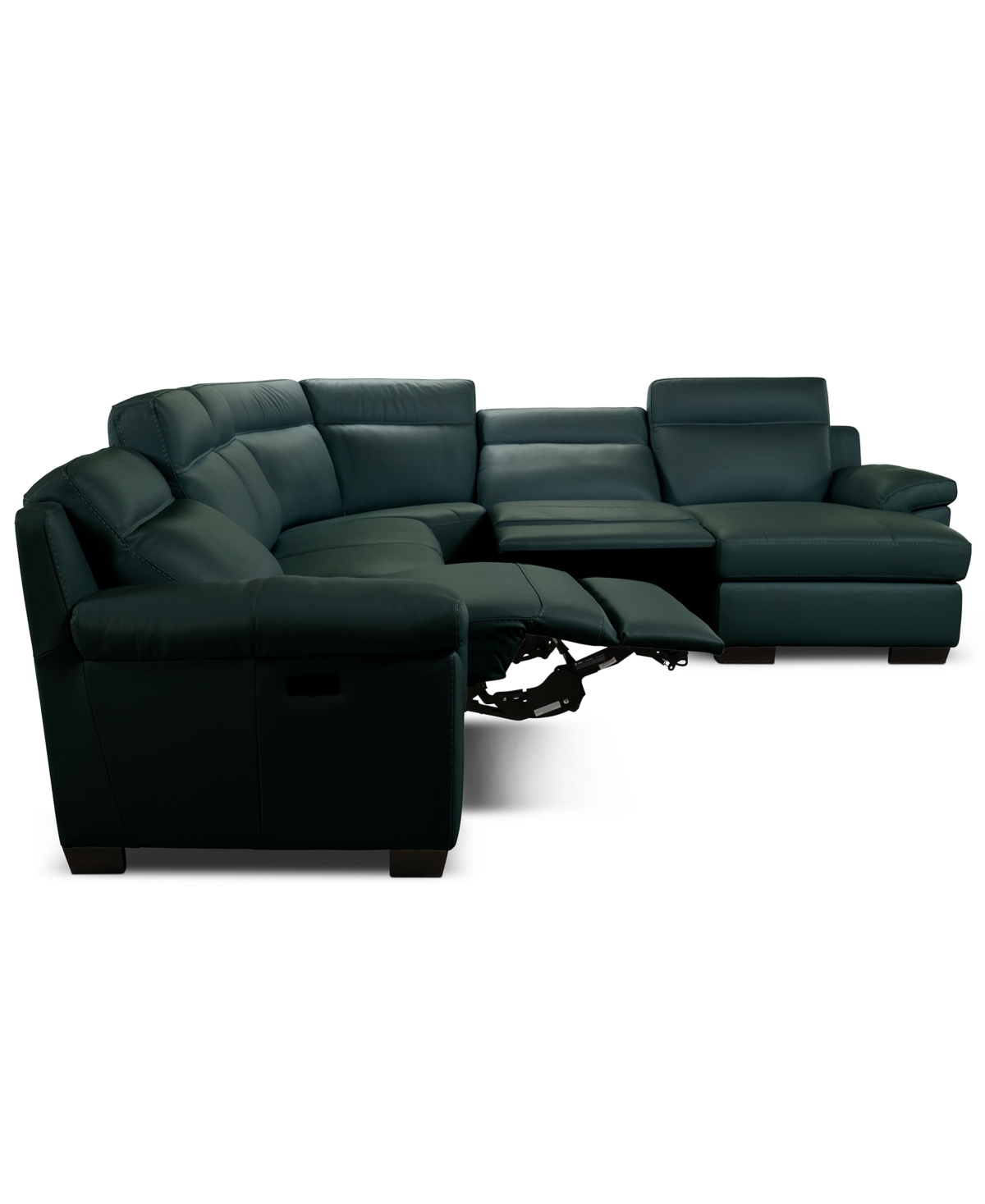 Macy's Julius Ii 6-pc. Leather Chaise Sectional With 2 Power Recliners,  Exclusive In Blue