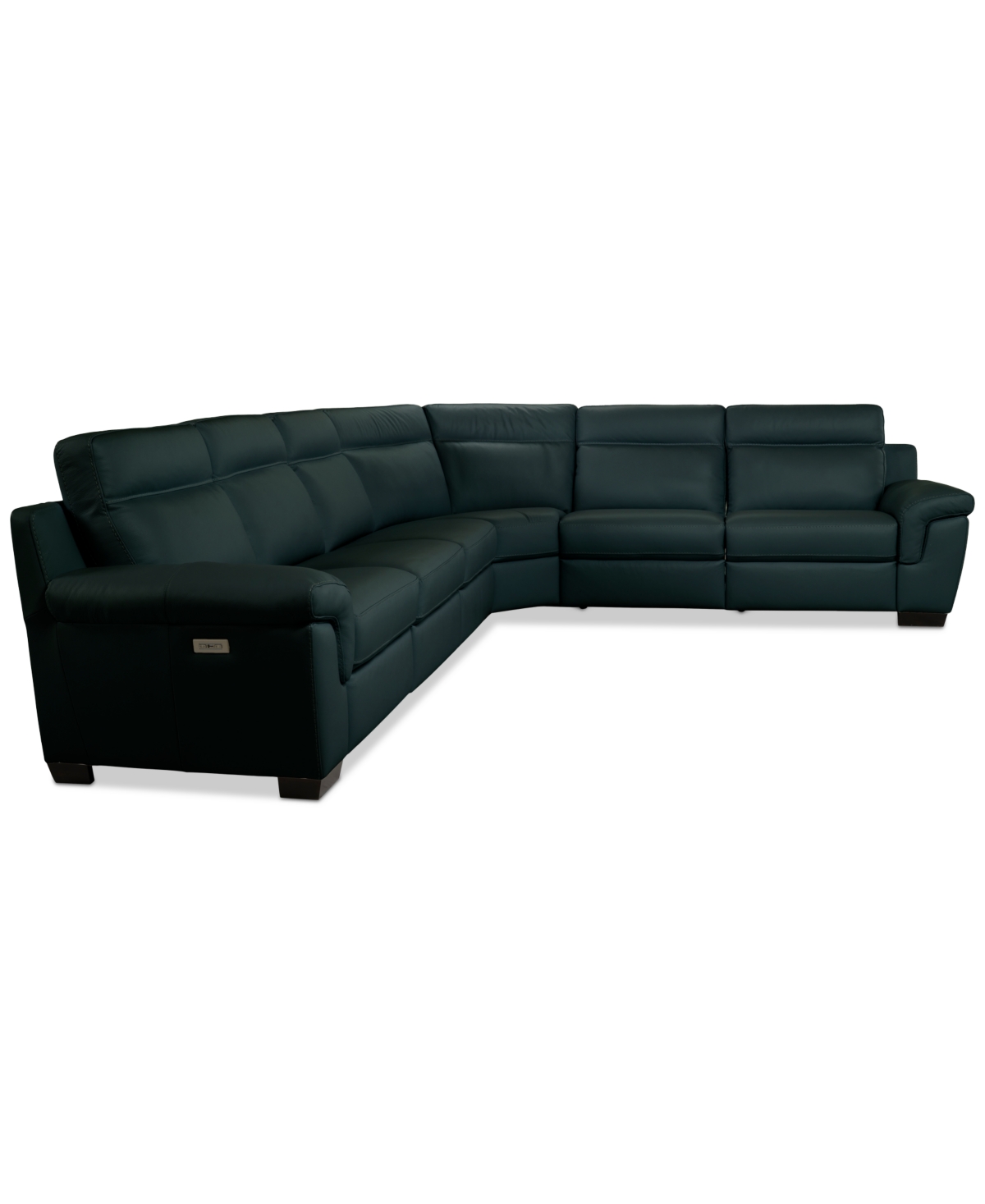 Macy's Julius Ii 6-pc. Leather L Sectional With 3 Power Recliners,  Exclusive In Blue