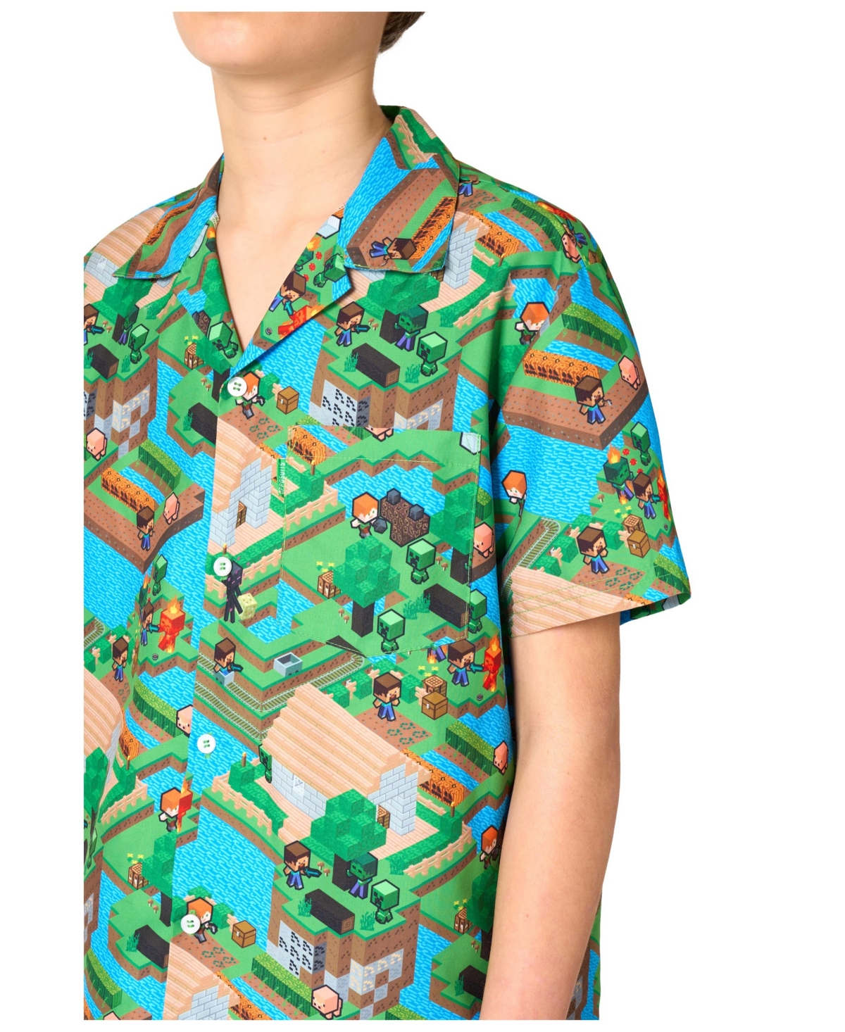 OppoSuits Big Boys 2-Piece Minecraft Summer Short Sleeve Shirt and Shorts Set