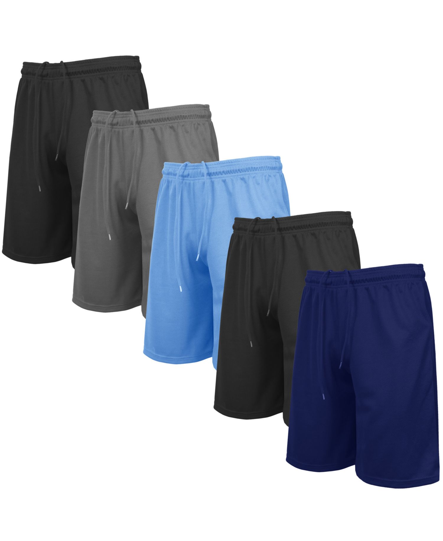 Men's 5-Pack Lightweight Breathable Moisture Wicking Mesh Shorts