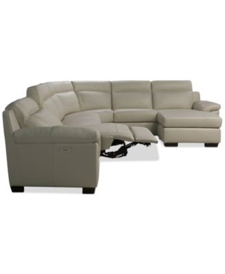 Julius II 6-Pc. Leather Chaise Sectional with 1 Power Recliner, Macy's Exclusive