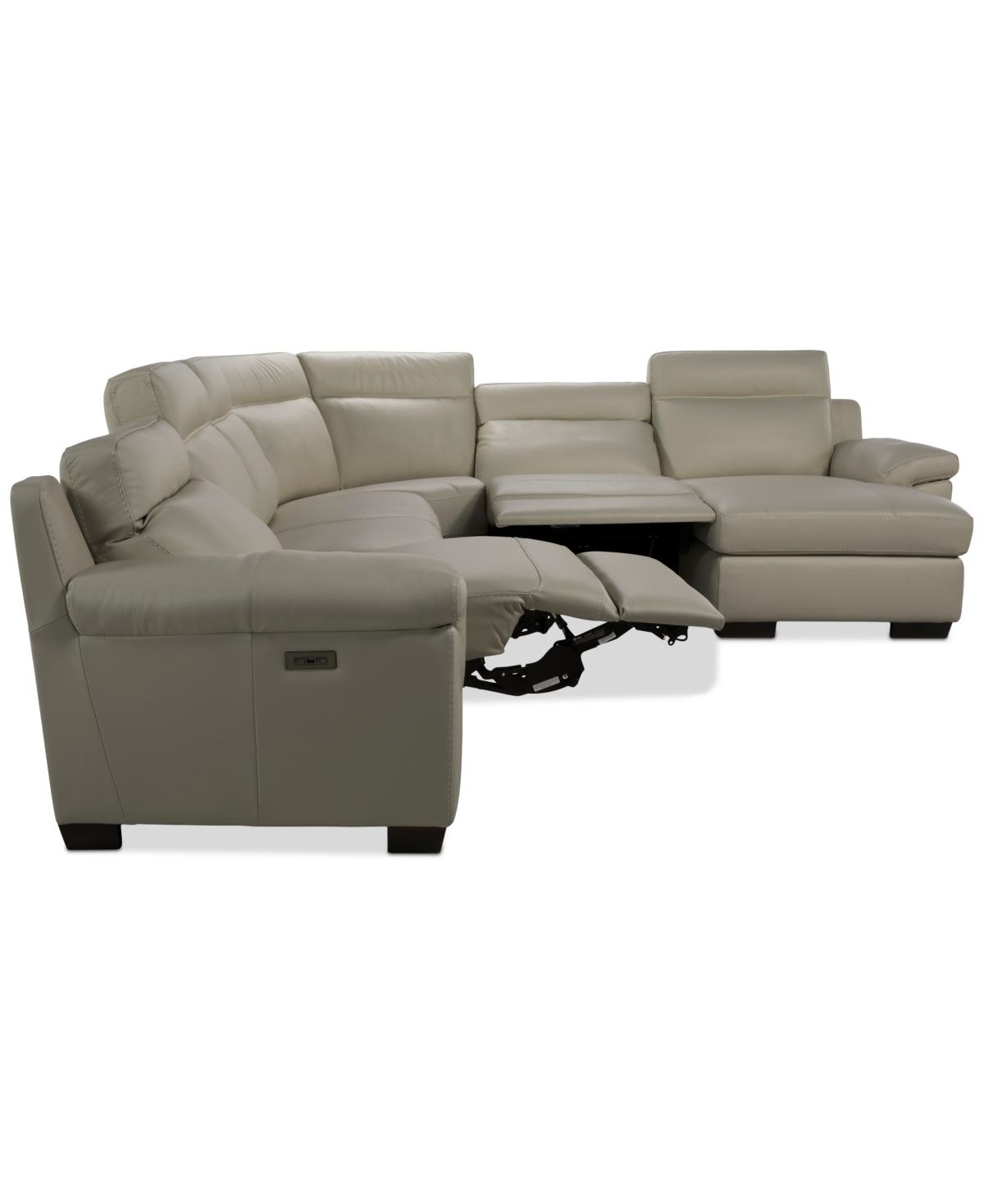 Macy's Julius Ii 6-pc. Leather Chaise Sectional With 2 Power Recliners,  Exclusive In White