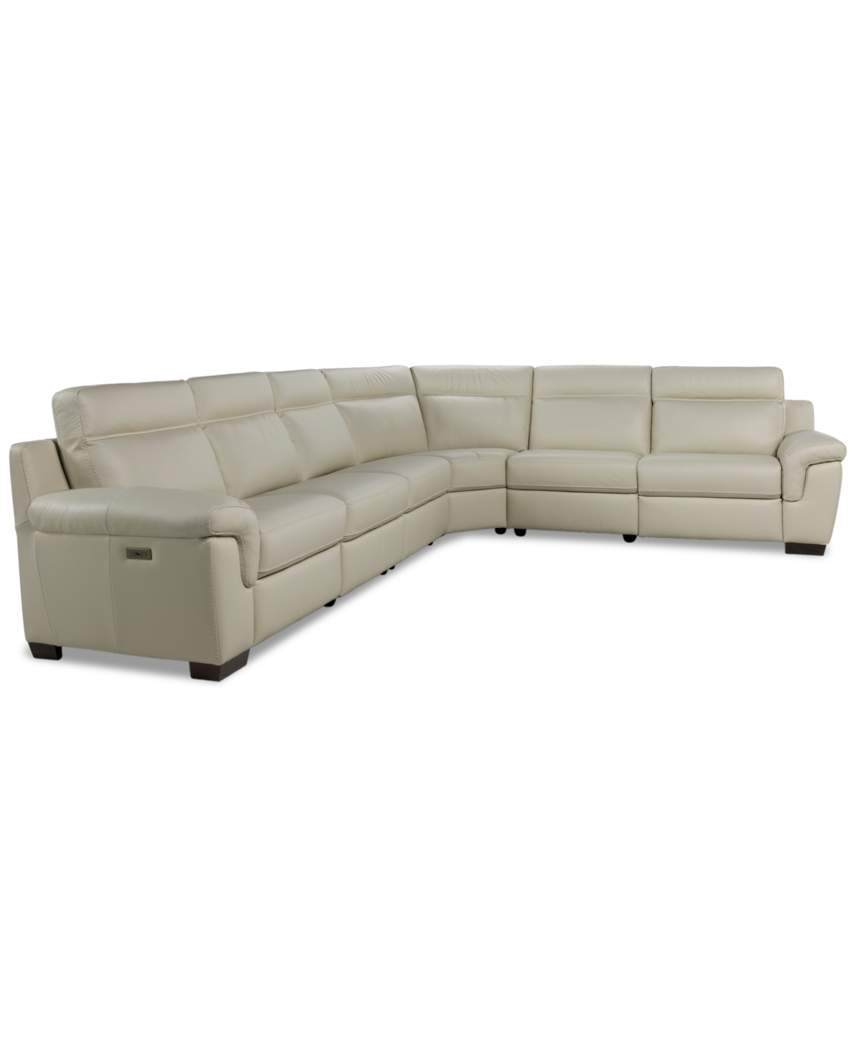 Macy's Julius Ii 6-pc. Leather L Sectional With 2 Power Recliners,  Exclusive In White