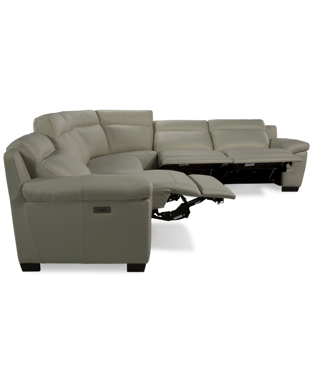 Macy's Julius Ii 6-pc. Leather L Sectional With 3 Power Recliners,  Exclusive In White