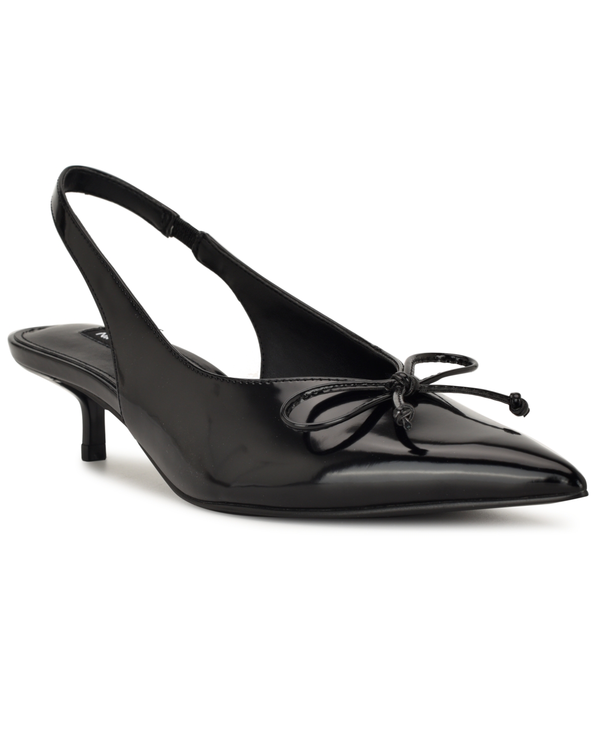 Nine West Evaa Slingback Pointed Toe Kitten Heel Pump In Black