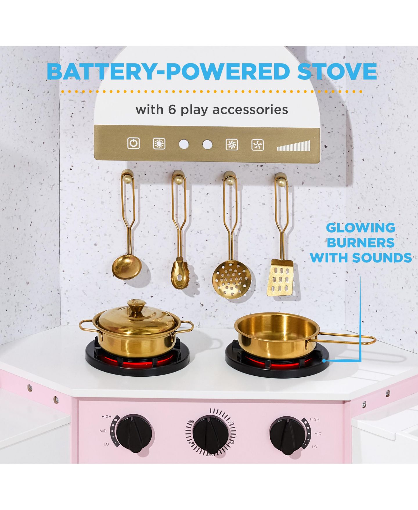 Детский игровой набор Best Choice Products Interactive Wooden Corner Kitchen Playset, Ages 3+, цвет: Розовый, вариант 1 — фото 7