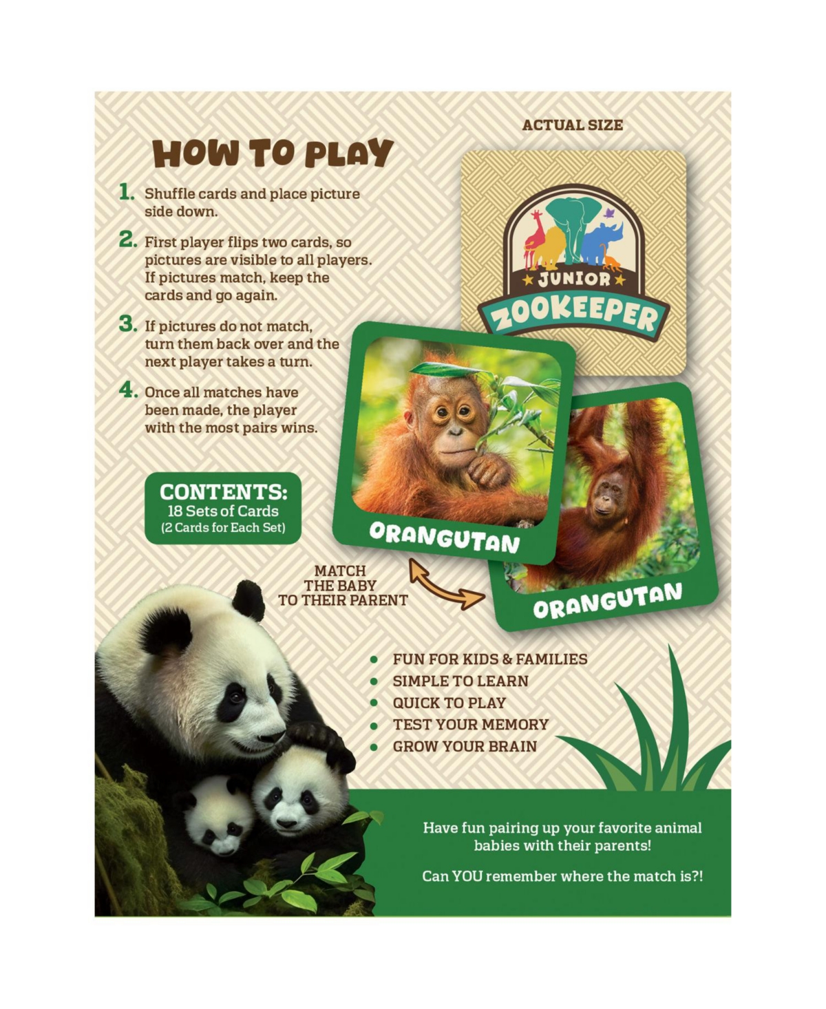 Jr. Zookeeper Matching Game