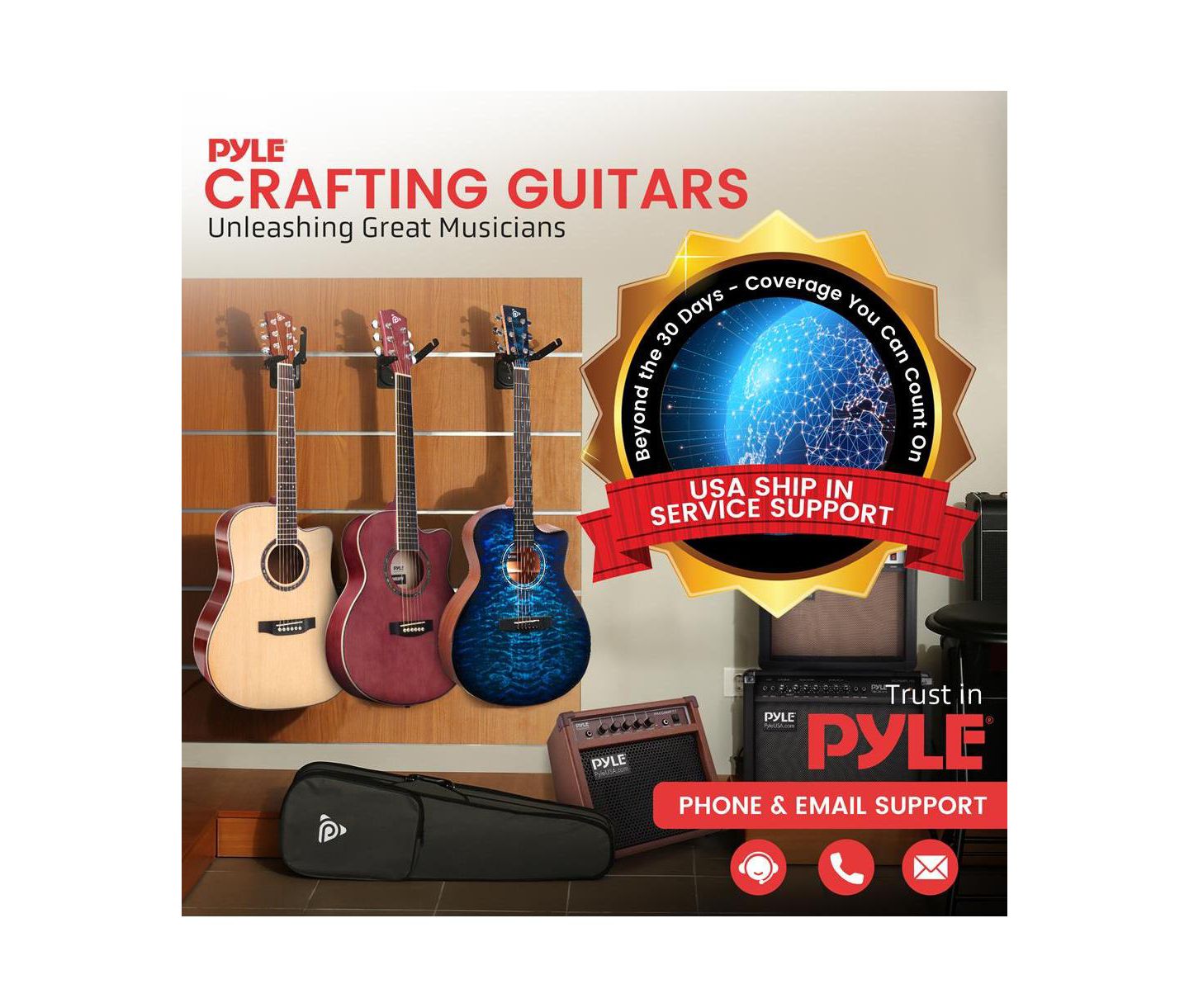 Детские игрушки Pyle 3/4 Scale Classical Guitar with Digital Tuner Nylon String Kit, Ages 5+ — фото 7
