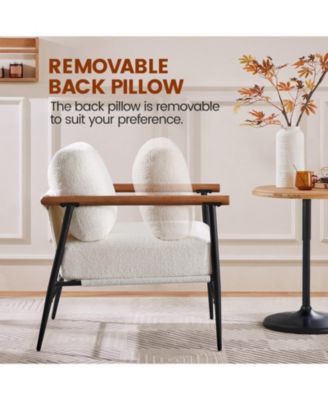   Standard Size   Boucle Upholstery  Mid-Century Style, Curved Backrest, Wooden Legs  Accent Chair