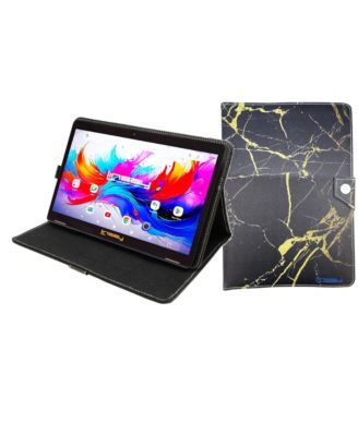 10.1"Octa Core 256GB Storage Android 15 Tablet with Black and Golden Marble Case