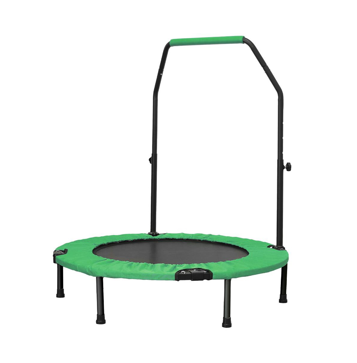 40inch Foldable Mini Trampoline Orange Fitness Rebounder with Adjustable Foam Handle - Green