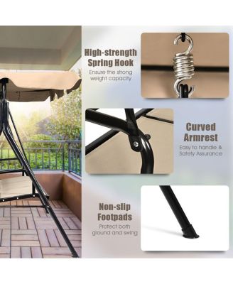 Brown Outdoor Swing Canopy Patio Swing Chair 3 Person Canopy Hammock