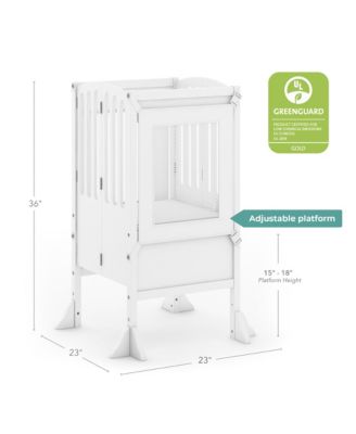 Contemporary Kitchen Helper Step Stool - Walnut: Kids' Adjustable, Foldable Wooden Learning Toddler Tower with Non-Slip Mat