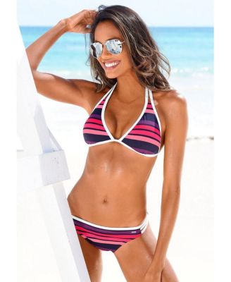 Women's Striped Triangle Bikini Swimsuit Top Bra Sizing